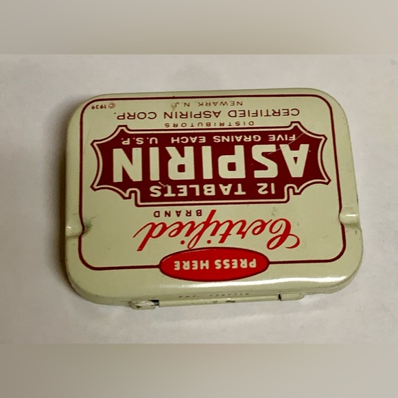 Mid Century Vintage CERTIFIED Brand Aspirin Hinge Lidded Medicine Tin - Picture 12 of 16